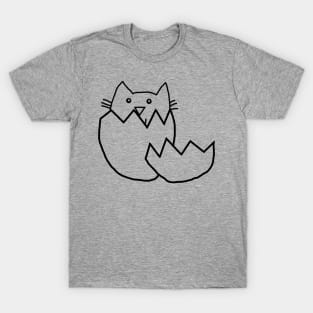 Minimal Cute Cat Hatching from Egg T-Shirt